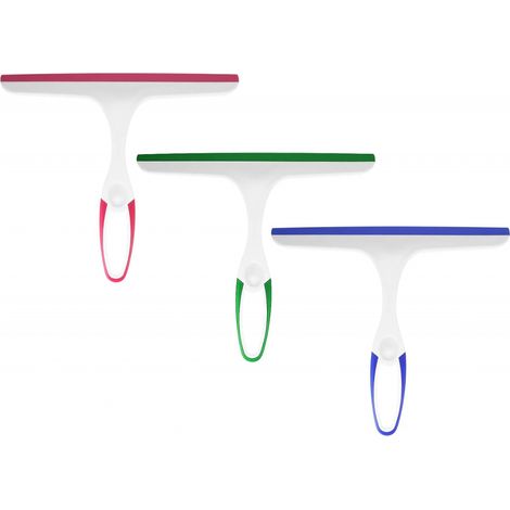 3PCS Raclette multifonction pour portes de douche de salle de bain, fenêtre, verre, voiture, essuie-glace, raclette de douche avec crochet d'aspiratio (1/5)