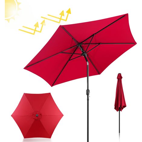 SWANEW Sonnenschirm Strandschirm, Gartenschirm Marktschirm, Terrassenschirm mit Schutzhülle, Sonnenschutzschirm, Ampelschirm Schutzhülle Ø 270 cm Rot (1/5)