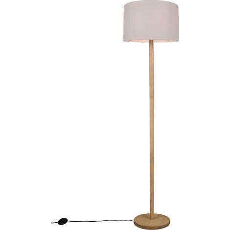 Lampadaire led e27 abat jour tissu blanc pied bois naturel - trio - korba 50216261 50216261 50216261 50216261 50216261 50216261 50216261 (1/5)