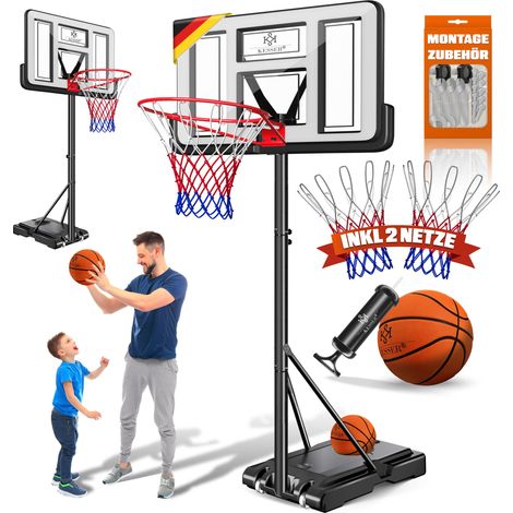 KESSER® Canasta baloncesto regulable 160-210 cm, móvil con ruedas - Blanco (1/5)