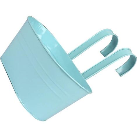 Vaso da fiori sospeso per esterni, vivaci colori arcobaleno, fioriere versatili in ferro per balconi, fioriere sospese per ringhiere, azzurro (1/4)