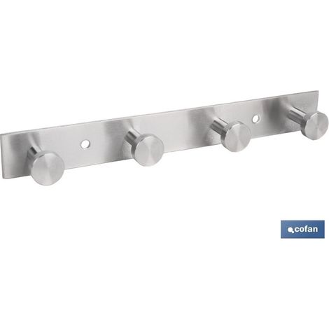 Wandgarderobe aus Edelstahl 304 mit 4 Knöpfen, 21,6 x 2,7 x 2,8 cm