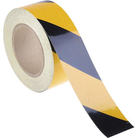 Ruban réfléchissant RS PRO, Noir/Jaune 50mm x 25m ( Prix pour 1 ) (1/3)