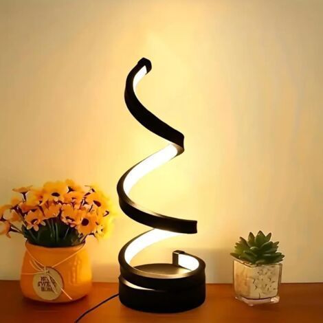 Lampe de table LED spirale moderne, alimentée par USB, 3 couleurs avec variateur d'intensité progressif, pour la maison, le salon, la chambre, le bureau, 30,5 x 10,2 cm (1/5)