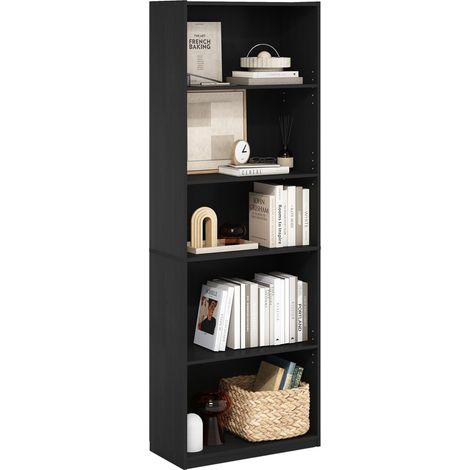 Étagère À 5 Niveaux, avec Étagères Réglables, 29,5 X 63 X 181 Cm, Idéale pour Le Bureau Ou Le Salon, en Bois Foncé. (1/5)