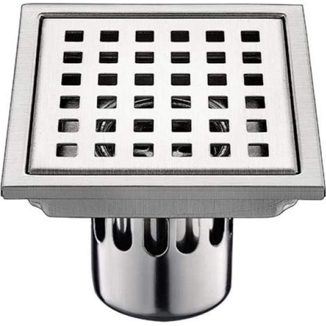 Floor Drain with Grid 1 Piece Stainless Steel Drain 15Cm 15Cm Square Filter Deodorant Anti Backflow Water Leakage (1/5)
