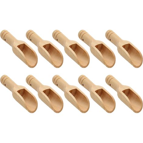 10 Pièces Mini Cuillère en Bois, Cuillères à Bonbons, Cuillère Pelles à épices, Ustensiles de Cuisine, Postuler à pour la Cuisine, Lait, Café, Thé, Bonbons(Brun) (1/5)