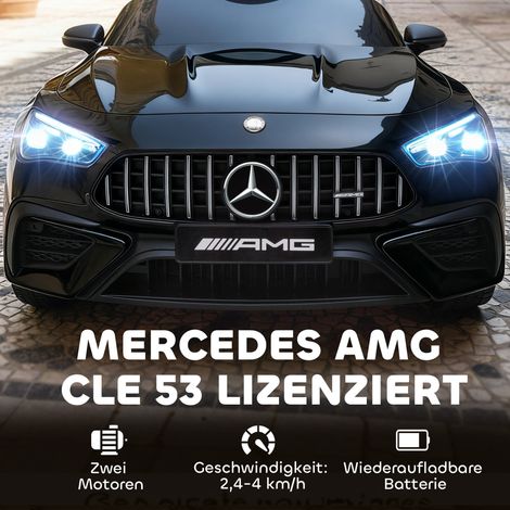 Voiture électrique enfant Mercedes, moteur 12V, télécommande, phares LED, musique, pour enfants 3-6 ans, noir (1/5)