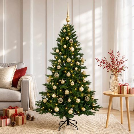 vidaXL Artificial Christmas Tree with Bauble 120 cm 150 LEDs (1/5)