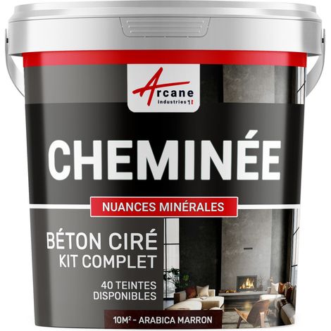 Béton ciré cheminée, kit avec primaire et vernis - 10 m² (en 2 couches) Arabica Marron - ARCANE INDUSTRIES