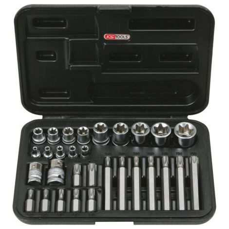 Set di bussole e cacciaviti TORX perforati KS TOOLS - 1/4'' - 3/8'' - 1/2'', 30 pezzi