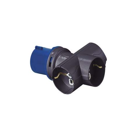 ADATTATORE INDUSTRIALE C/SPINA CEE E TRE PRESE SCHUKO 10/16A BIP IP20  16A colore blu