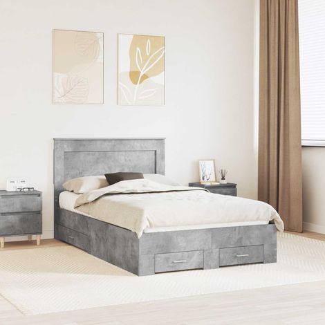 Estructura de cama con cajón Gris Concreto 135 x 190 cm vidaXL (1/5)