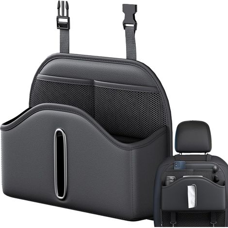 Organiseur de siège de voiture Organiseur de siège arrière de voiture portable pour appuie-tête de voiture, SUV et camping- (1/5)