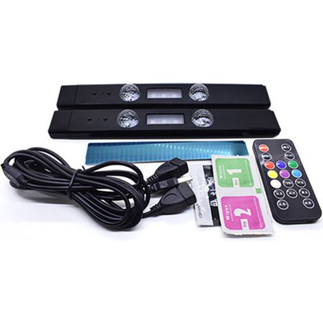 Ortviai Lampe d'ambiance LED pour voiture 5 V / 3 W, rechargeable USB, contrôle vocal et rythmique, magnétique, noir, 2 unités (1/4)