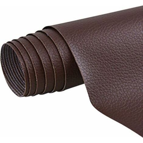 Patch de Réparation en Cuir, 1 Rouleau Auto-Adhésif en Cuir PU Patch de Réparation Kit Premiers Soins pour Canapé de Siège de Voiture Meubles Vestes Sac À Main 35 x 137cm Marron (1/4)
