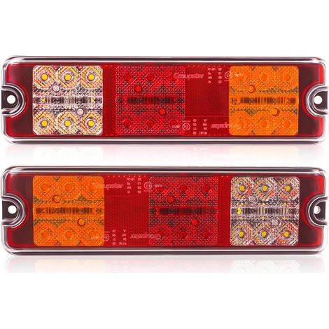2 Pcs Feux Remorque, Universel 12V/24 V 27 LED super lumineux étanches clignotants/frein/queue/marche arrière/réflecteur pour, Applicable à remorque camion caravane (1/5)