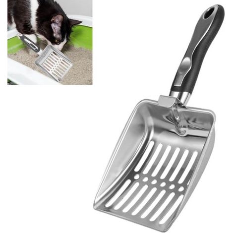 Katzenstreuschaufel aus Metall – Weitmaschige Schaufel – Geeignet für Kätzchen, Reptilien, Terrarien, Haustiere und Hühner – 25,2 x 10,8 cm