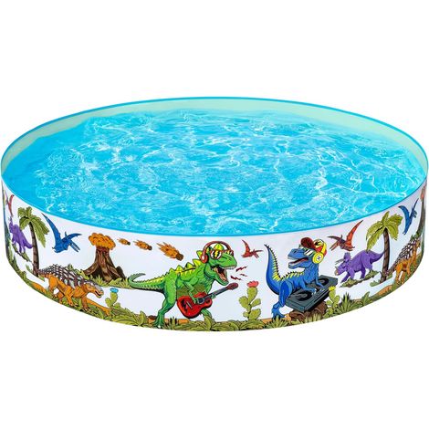 1 Piscine Hors Sol Ronde Dinosaure 1,83m x 38cm Parois Rigides Sans Gonflage Pour Enfants