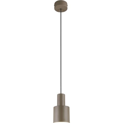 Suspension minimaliste à abat-jour cylindrique gris métal, ELIOR, E27 10W (1/5)