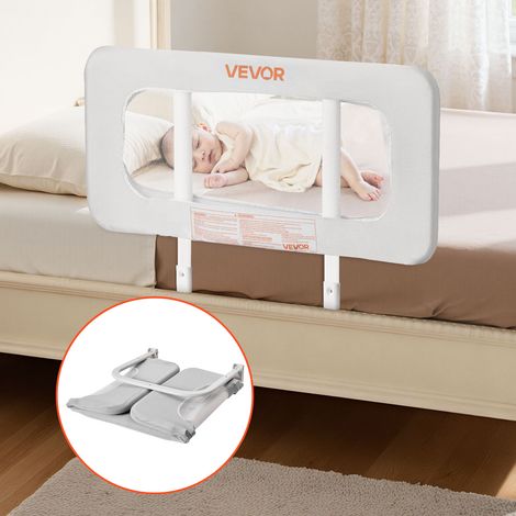 VEVOR Barriere de Securite de Lit pour Enfants, Longueur 80 cm, Barriere de Lit pour Tout-petits, avec Tube en Fer Renforce, Tissu Oxford, Hauteur Reglable 45-67 cm, pour Epaisseur de Matelas 5-30 cm