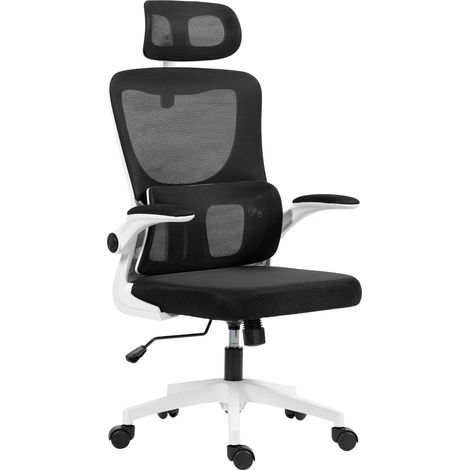 Vinsetto Mesh Office Chair with Adjustable Headrest, Lumbar Support, Black