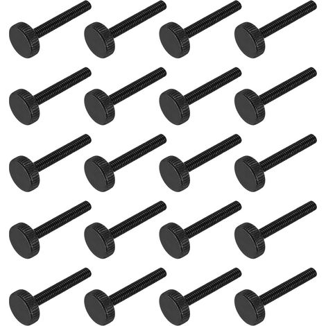 Vis Moletées M4x30mm - Lot de 20 - Acier Carbone Noir - Serrage Manuel Sans Outil - Luminaire Meuble DIY - Diamètre Tête 12mm (1/5)