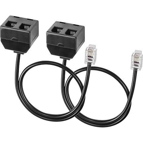 Cavo splitter per telefono - maschio a 2 prese femmina doppie - cavo di prolunga per cuffie (1/5)