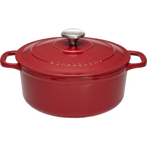 Chasseur - Cocotte ronde 24 cm chasseur rouge uni interieur sable