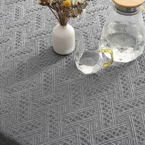 Nappe carrée pour petite table - Nappe crochetée pour table ronde, imperméable, infroissable et antitache. (1/2)