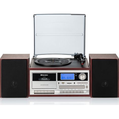 Roadstar HIF-8892EBT Tocadiscos de Vinilo Vintage Acabado Madera, Radio Digital PLL FM Reproductor CD, Cassette, USB Madera (1/5)