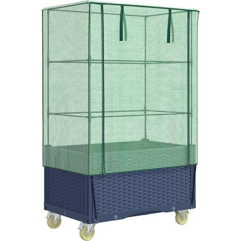 Maison Exclusive - Hochbeet mit Aufsatz und Rollen Rattan-Optik 8