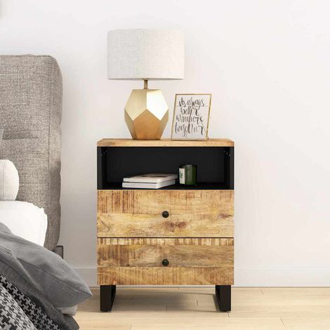 vidaXL Bedside Cabinet 50x33x62 cm Solid Wood Mango&Engineered Wood (1/5)