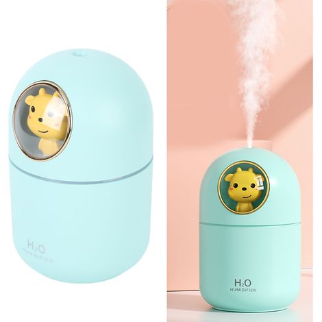 Mini-USB-Luftbefeuchter in Tierform, ideal für Zuhause, Auto und Büro. Geeignet für Autos, Büros, Schlafzimmer usw. Extrem leiser Betrieb. Farbe: Kuhblau. (1/5)