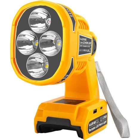 Cordless LED Work Light for Dewalt 18V 20V Max Battery 1120LM LED Outdoor Spotlight Flashlight with Red&White 4 Modes, Pivoting Head for Jobsite, Handheld Spot Light for Outdoor(No Battery) (1/5)