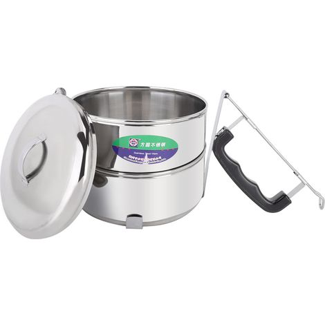 Mehrschichtige, dicke Edelstahl-Lunchbox/Lebensmittelbehälter für Zuhause, Büro, Picknick, Schule – 2 Lagen (1/5)