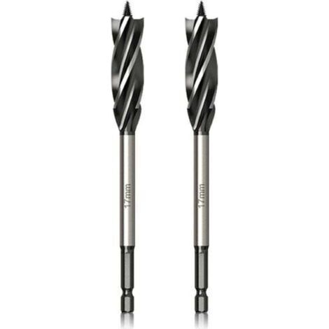 Professional Wood Drill Bit 17mm x 165mm x 2Pcs Auger Drill Bit with Self-Feeding Pilot Tip, 1/4 Inch Hex Shank Drill Bit for Woodworking (1/4)