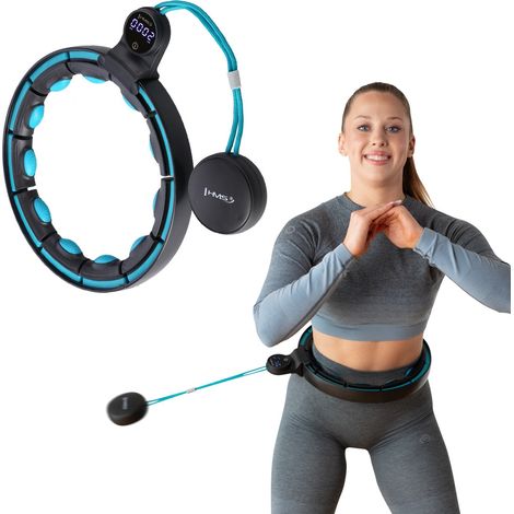 Magnetischer Hula Hoop mit Gewicht und Zähler, Schwarz/Türkis