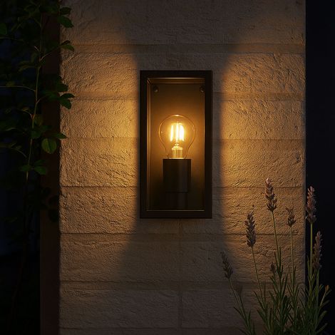 Außenwandlampe Fassadenleuchte Laterne Haustürlampe Gartenlampe schwarz Terrassen, 1x E27, BxH 11 x 22,8 cm