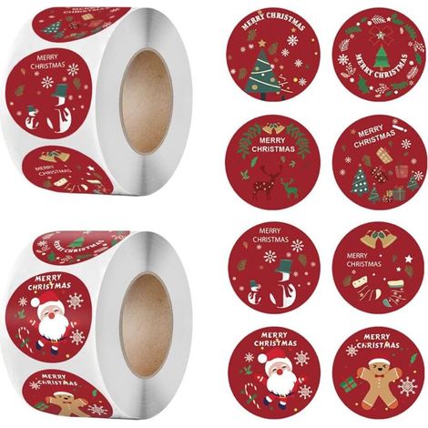 Aiperq Christmas Gift Sticker 1000pcsLabels 1.5inch, with Christmas Tree, Santa Claus, Christmas Elk, Christmas Bell, Merry Christmas Stickers for Cards (1/5)