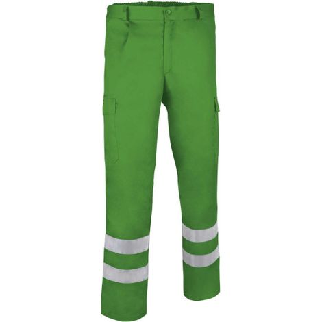 Pantalón multibolsillos con pinzas retroreflectantes Drill M Verde manzana (1/3)