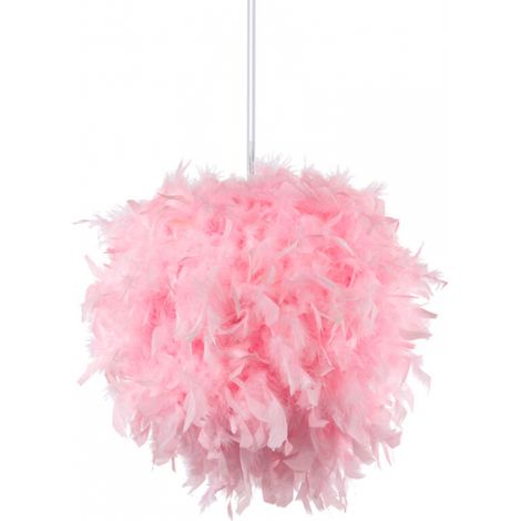 Lustre Suspension 35cm en Boule Plumes E27 Luminaire pour Chambre d'enfant Salon Rose (1/5)