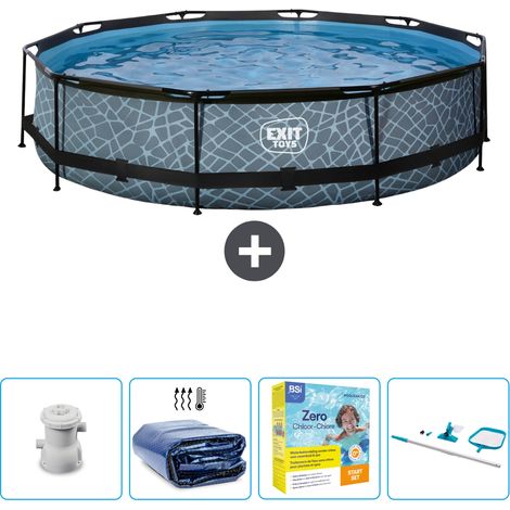 Exit Pool Rund - Steinoptik - 360x76 cm - 5-teilig SCB28 (1/4)