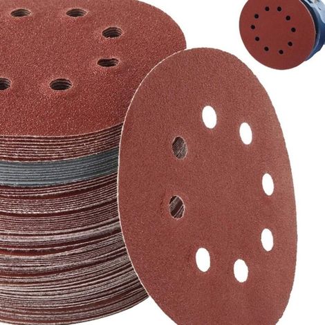 Disques de Ponçage 125mm, 30 Pièces, Disques Abrasifs Grain de 120, 8 Trous pour Ponceuse Orbitale Aléatoire (1/5)
