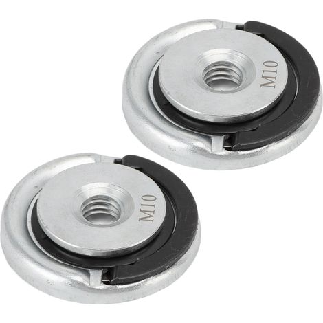Lot de 2 écrous à bride pour meuleuse d'angle en acier carbone à déverrouillage rapide M10 écrou de blocage pour disque de coupe (1/5)