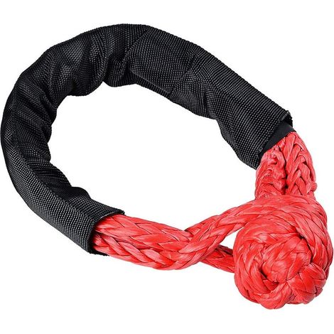 Manille, câble Circulaire avec Housse protectrice, Corde de Remorquage Synthétique,pour remorquage et remorque,Yacht (Rouge, 3/8"(9.5mm)×22INCH) (1/5)