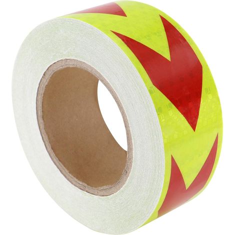 [MAI USATO]Nastro riflettente rosso-giallo, nastro riflettente 5 cm x 25 m, nastro riflettente di avvertimento, nastro adesivo riflettente, per auto, rimorchi, barche (1/5)
