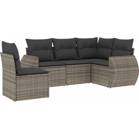 Maison Exclusive - 5-tlg. Garten-Sofagarnitur mit Kissen Grau Pol