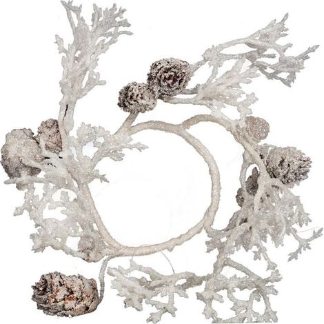 Decorazione natalizia per candela con coni di glitter bianco da 15 cm (1/3)