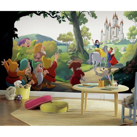 Papier peint panoramique encollé Blanche neige et les 7 nains de DISNEY - 320 cm x 182,88 cm (1/3)